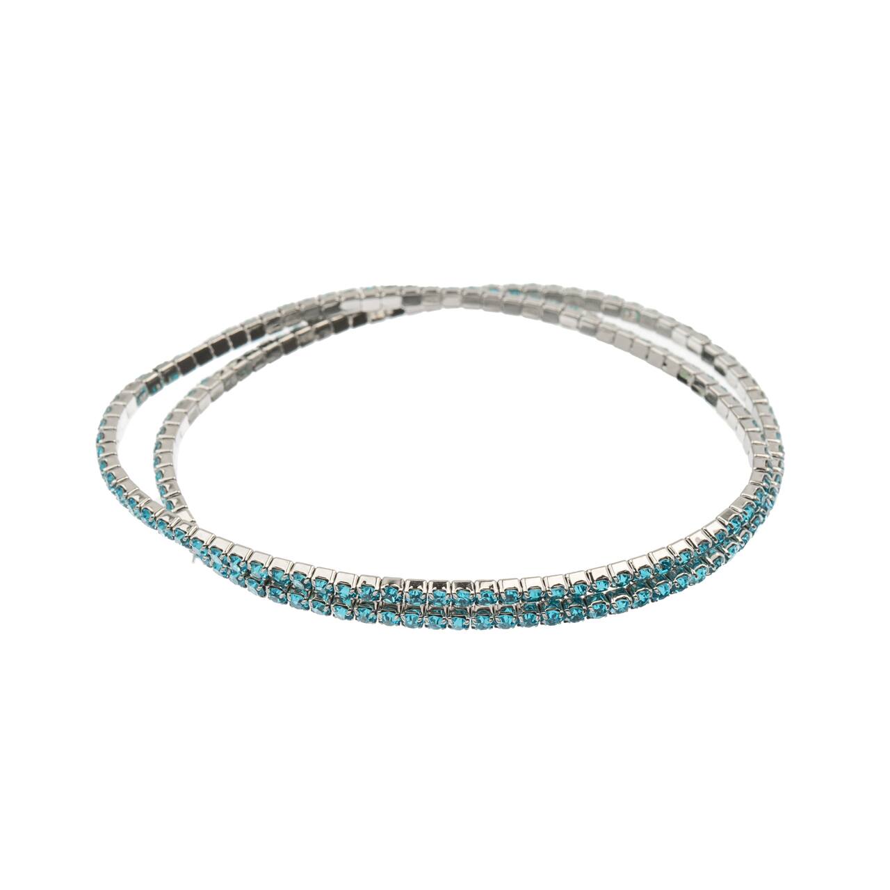 Crystal Lane DIY Silver & Aquamarine Rhinestones Bracelets, 2ct.